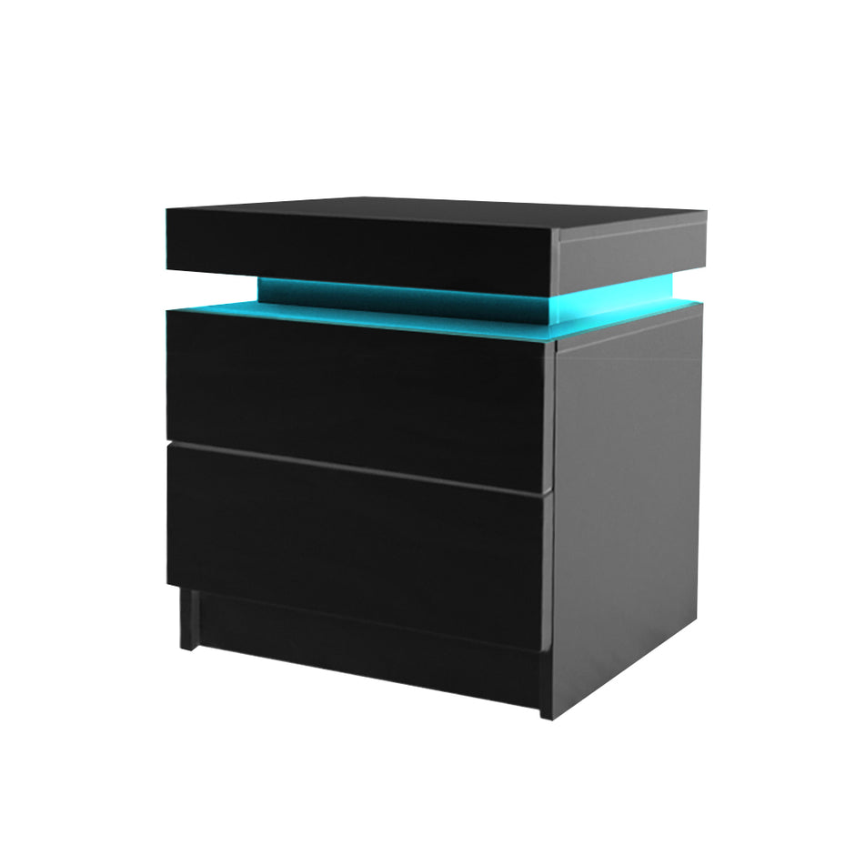 Levede Bedside Tables Side Table 2 Drawers Black-2006733164113956864