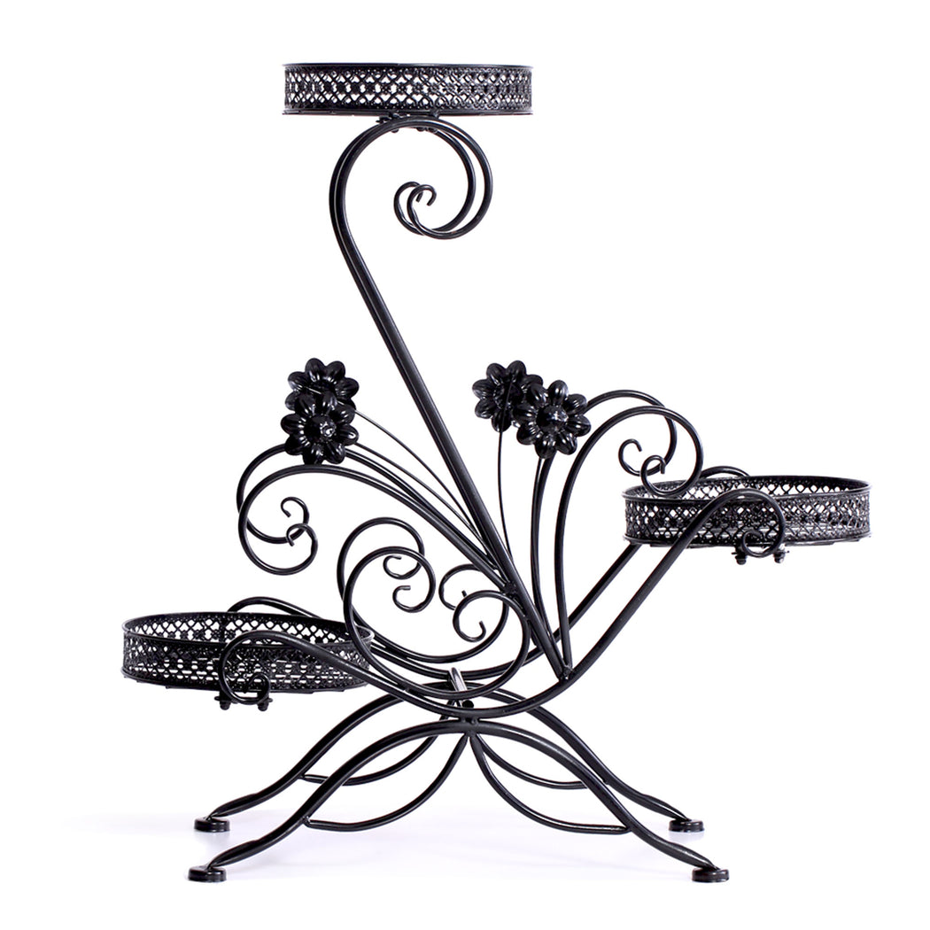 Levede Plant Stand Outdoor Indoor Metal Black-2018816658419879937