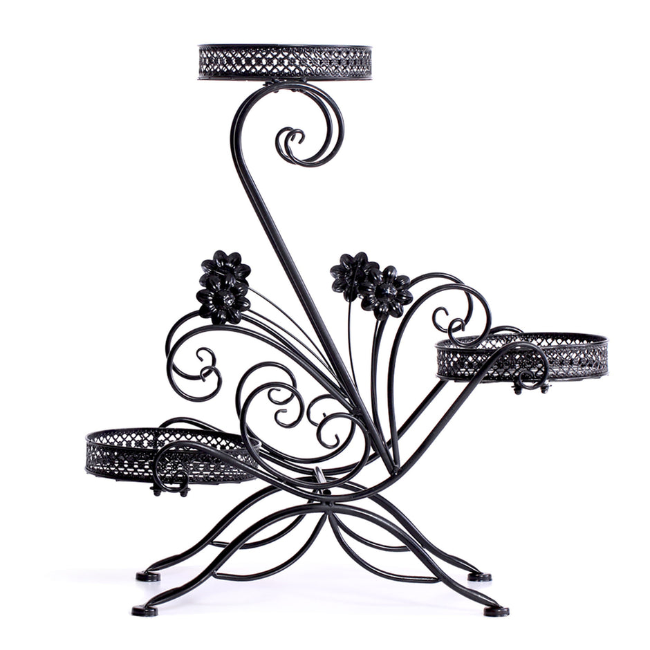 Levede Plant Stand Outdoor Indoor Metal Black-2018816658419879937