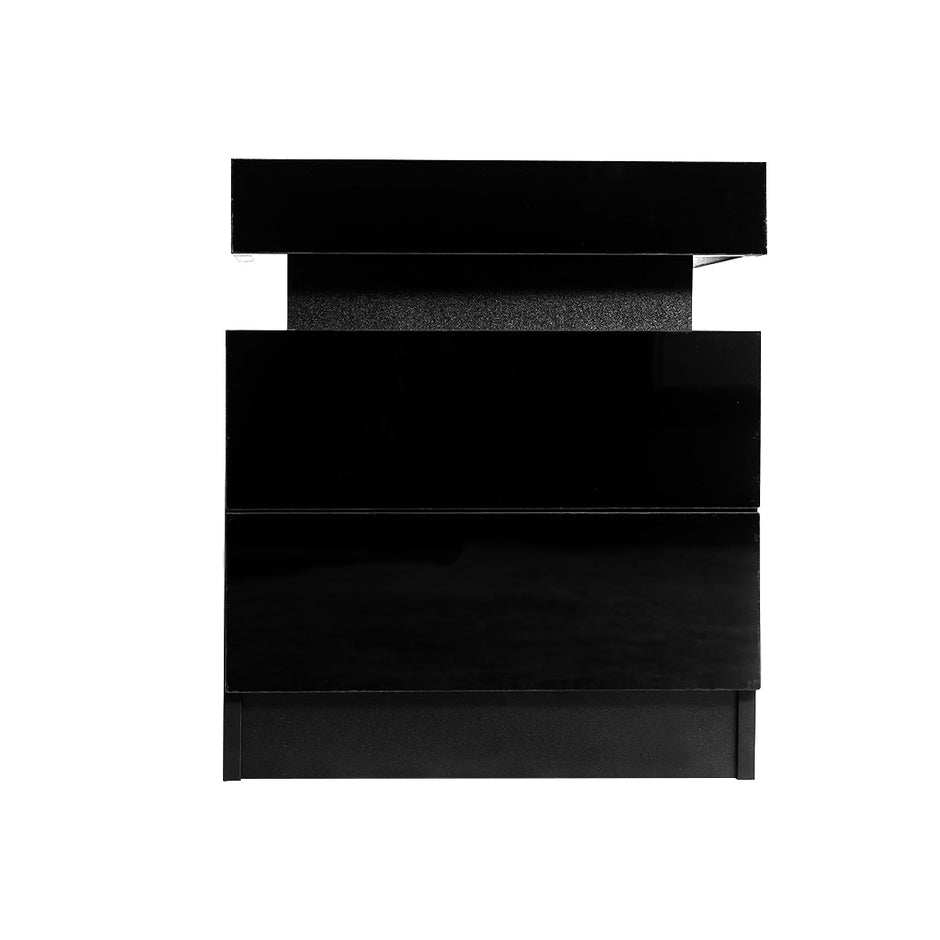 Levede Bedside Tables Side Table 2 Drawers Black-2006733164113956865