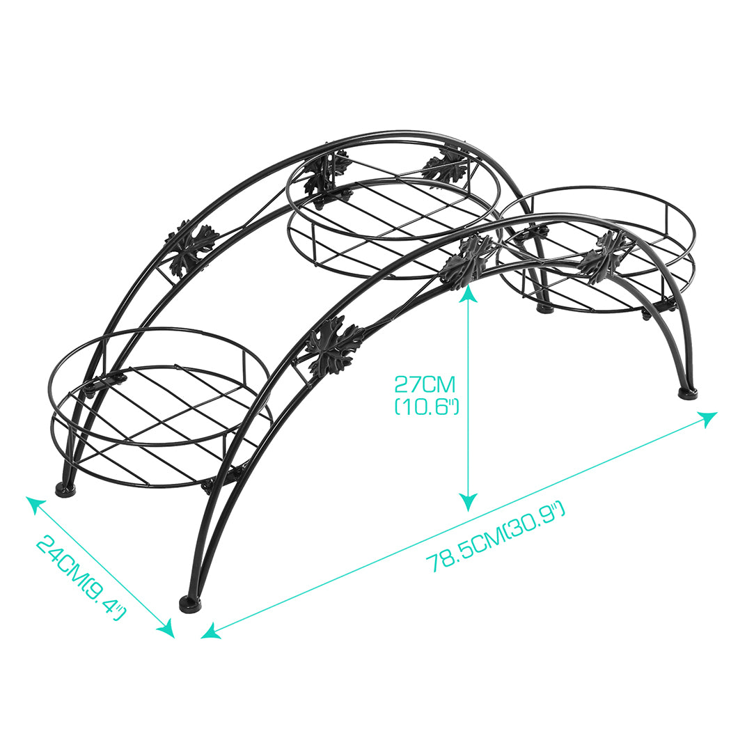 Levede Plant Stand Outdoor Indoor Metal Black-2018816657631350786