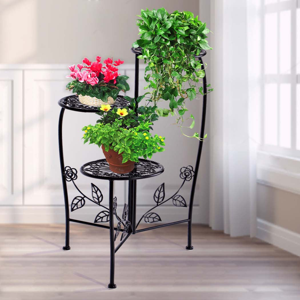 Plant Stand Outdoor Indoor Flower Pots Black-2006732927945281543