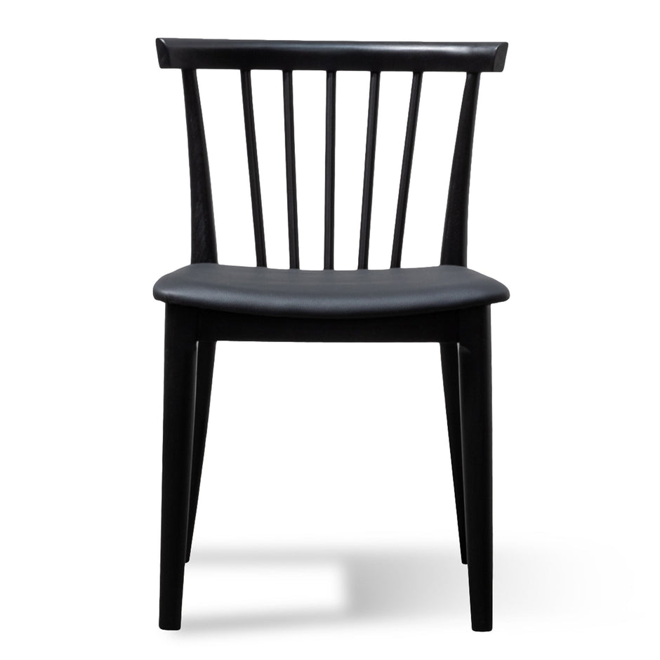 CDC6042-SD - Dining chair - Solid timber and Black PU (Set of 2)