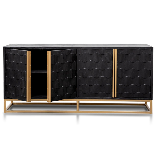CDT2922-NI 1.78m Sideboard - Black Wood with Gold Handle