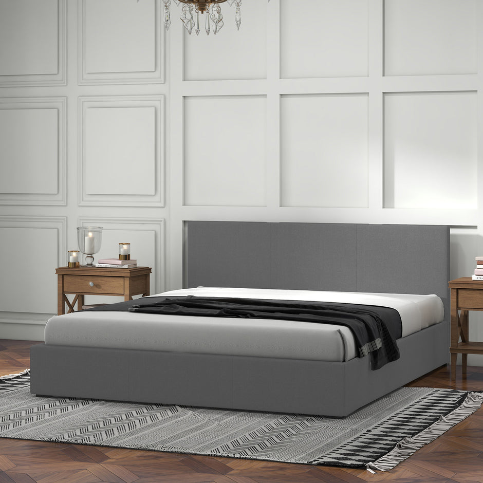 Milano Sienna Luxury Bed with Headboard (Model 2) - Grey No.28 - King-1951134894885310465