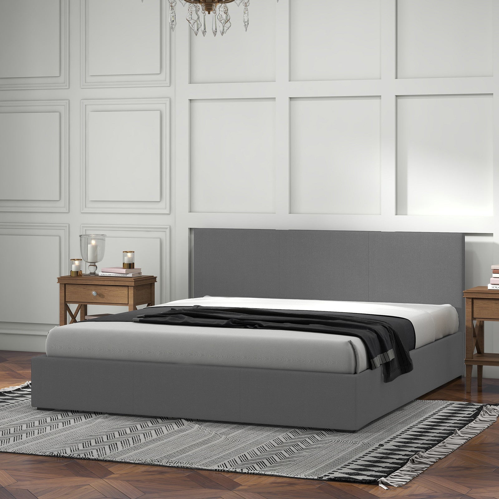 Milano Sienna Luxury Bed with Headboard (Model 2) - Grey No.28 - Single-1951134896768552961