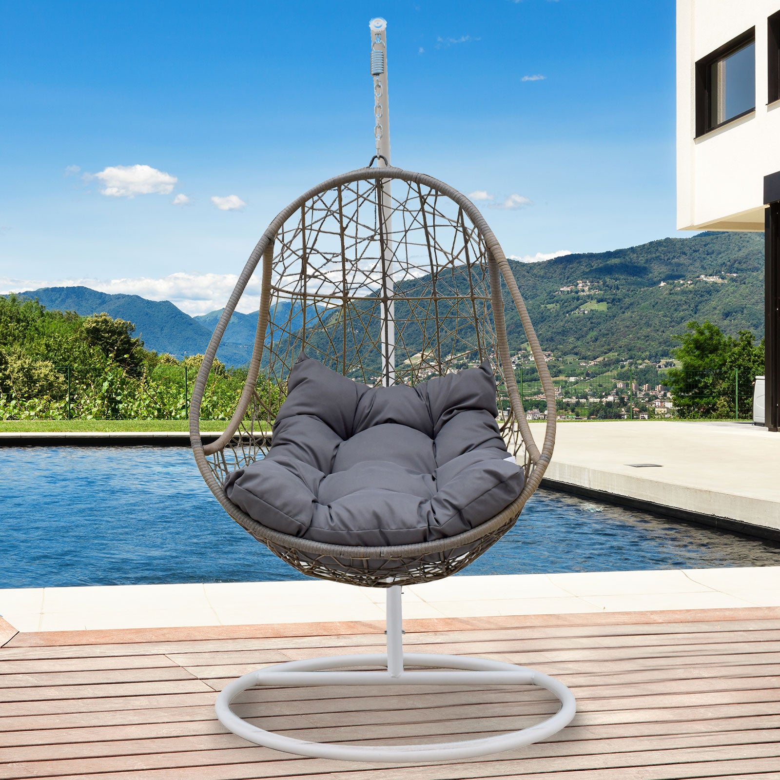 Arcadia Furniture Rocking Egg Chair - Oatmeal and Grey-1951134906692276224