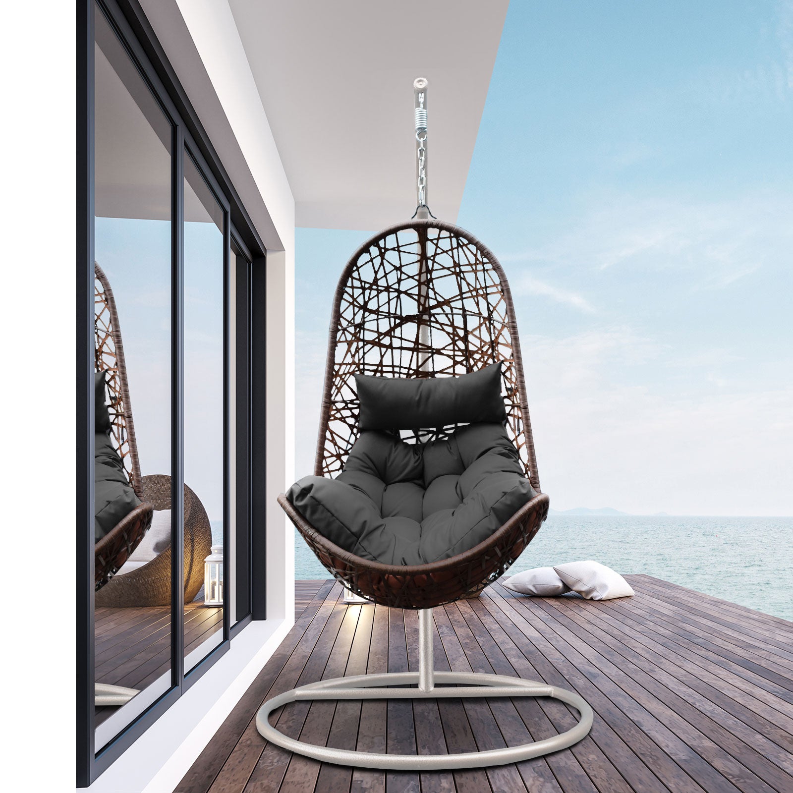 Arcadia Furniture Egg Chair - Oatmeal and Grey-1951134906868436992