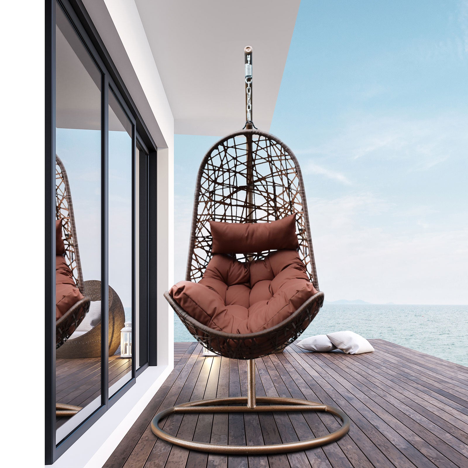 Arcadia Furniture Egg Chair - Brown and Coffee-1951134907065569280