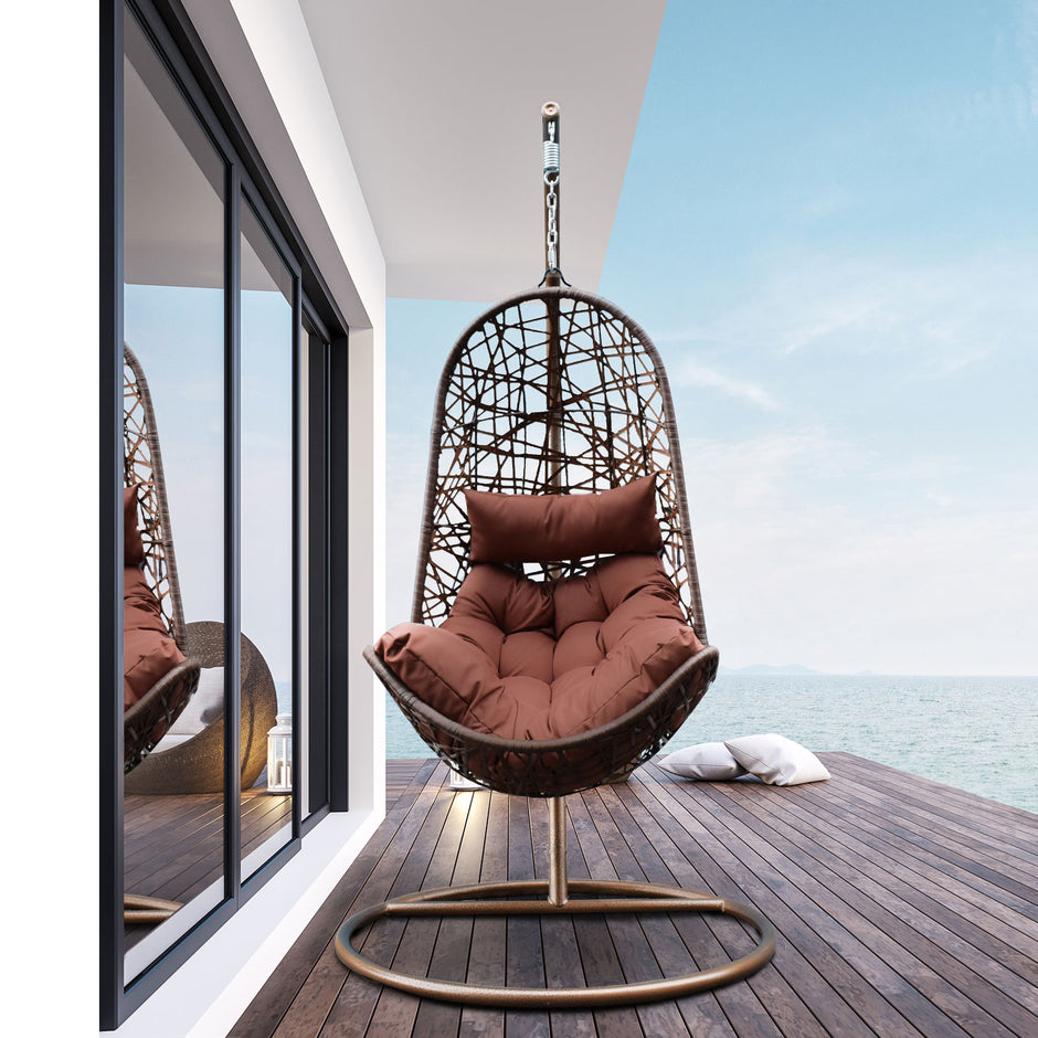 Arcadia Furniture Egg Chair - Brown and Coffee-1951134907065569280