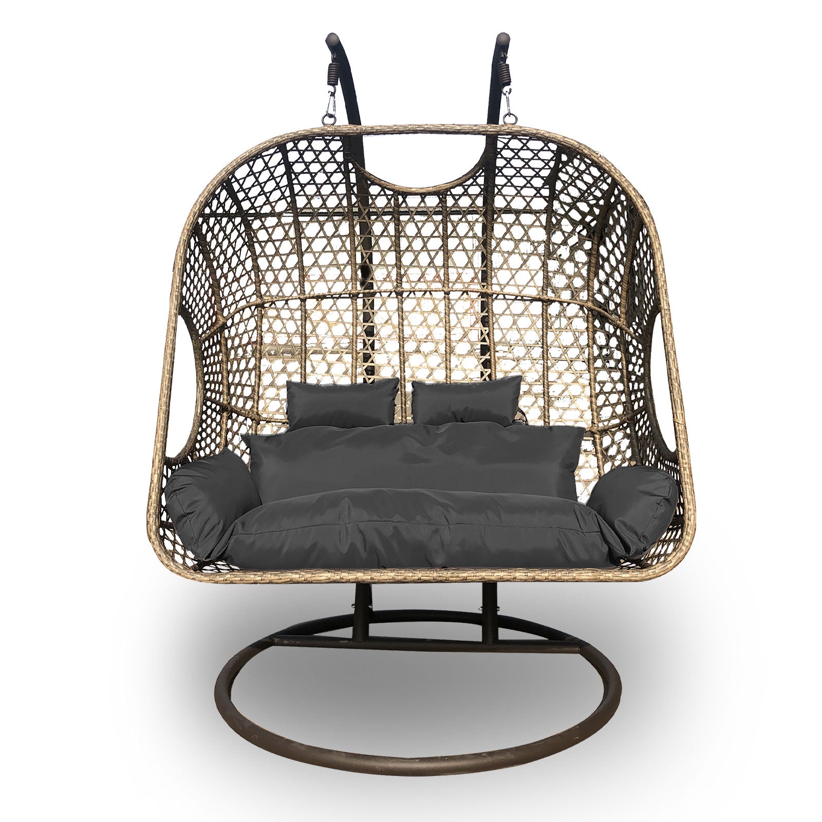Arcadia Furniture 2 Seater Rocking Egg Chair - Oatmeal and Grey-1951134907258507266