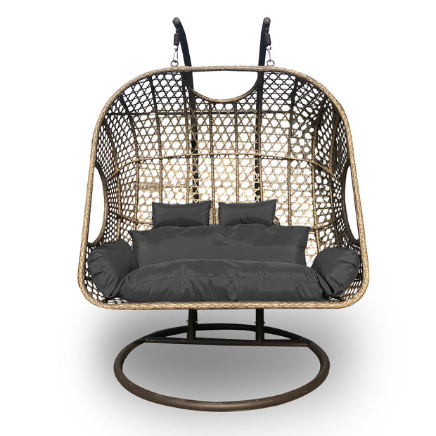 Arcadia Furniture 2 Seater Rocking Egg Chair - Oatmeal and Grey-1951134907258507266