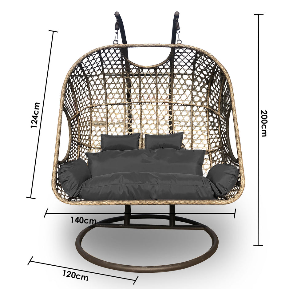 Arcadia Furniture 2 Seater Rocking Egg Chair - Oatmeal and Grey-1951134907258507267