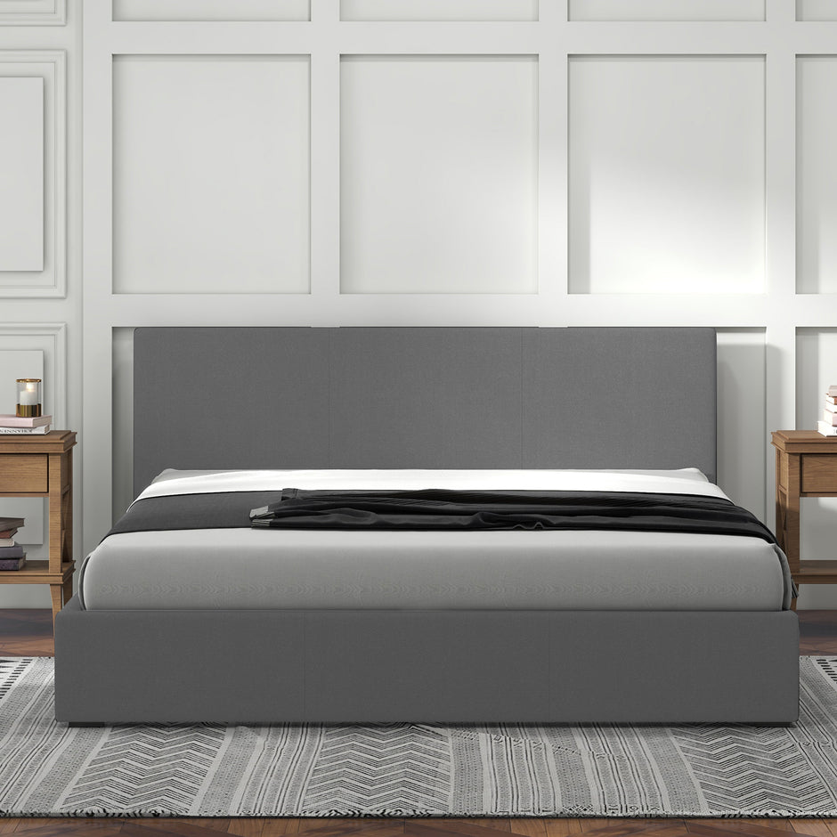 Milano Luxury Gas Lift Bed with Headboard (Model 1) - Grey No.28 - King-1951134898937008134