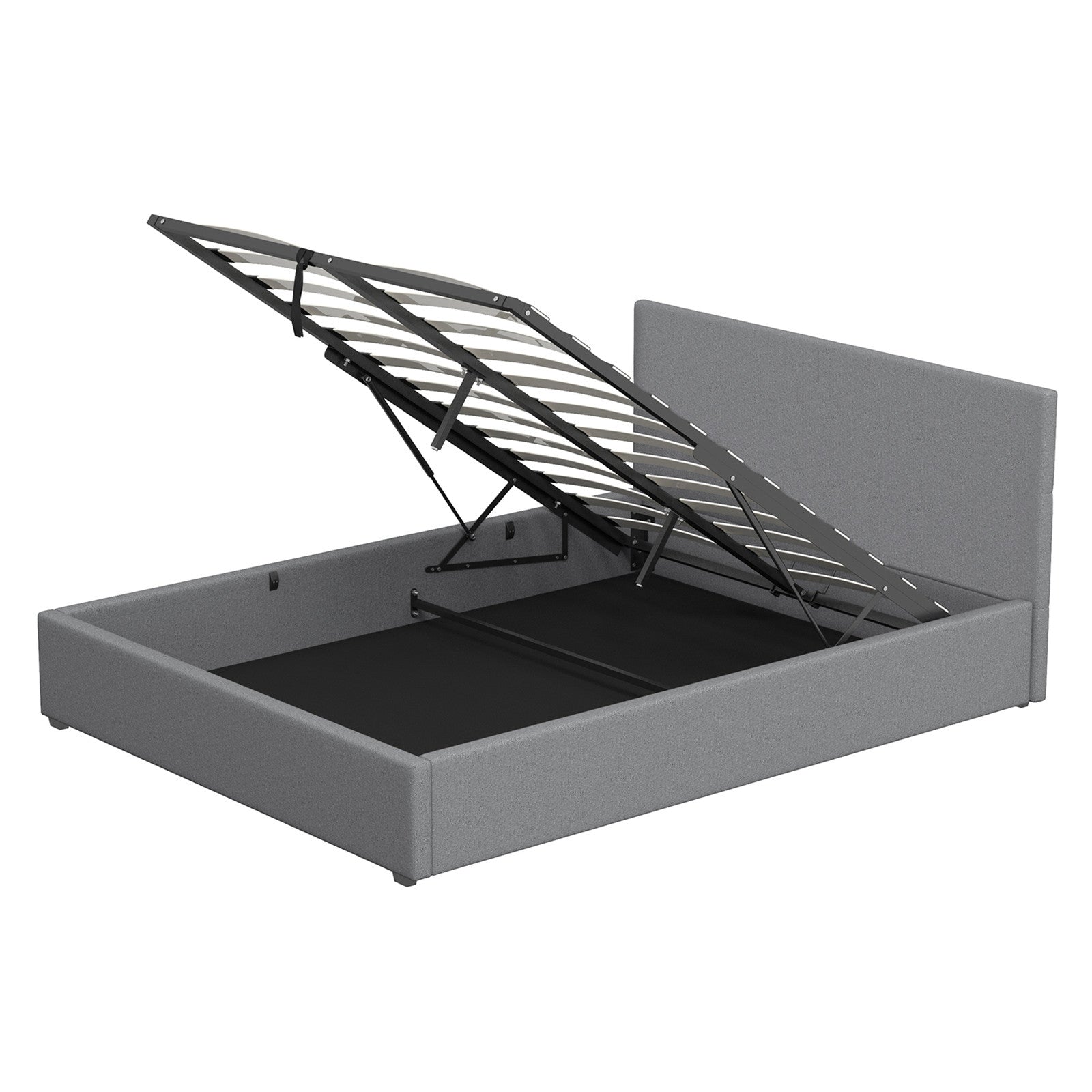 Milano Luxury Gas Lift Bed with Headboard (Model 1) - Grey No.28 - King Single-1951134899142529024