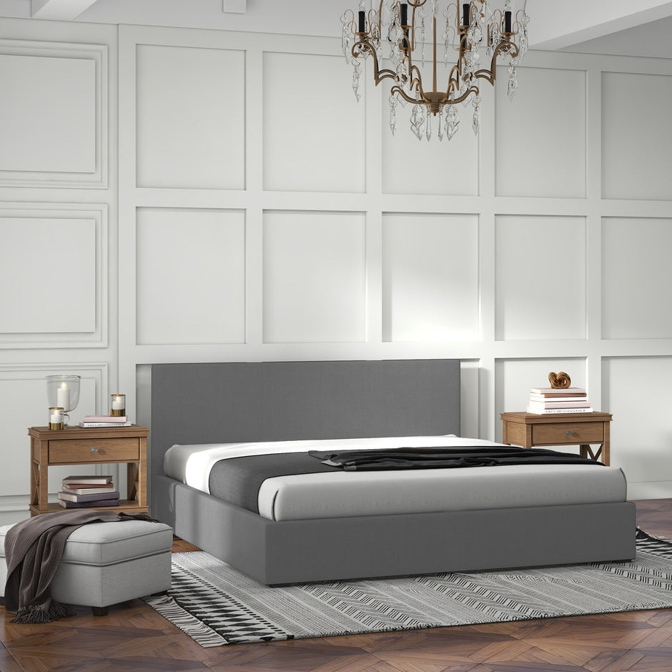 Milano Sienna Luxury Bed with Headboard (Model 2) - Grey No.28 - King Single-1951134899591319554