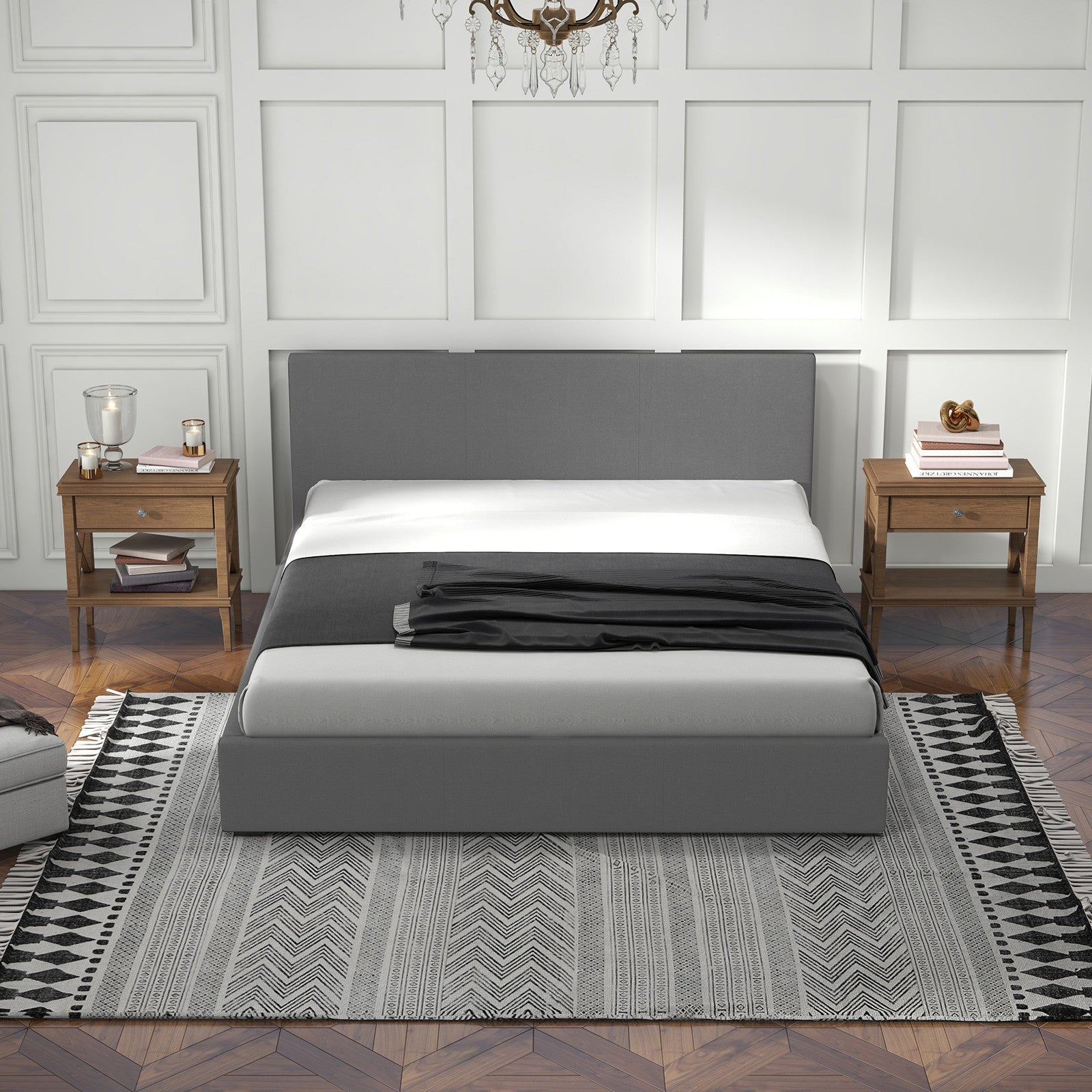 Milano Sienna Luxury Bed with Headboard (Model 2) - Grey No.28 - King Single-1951134899591319555