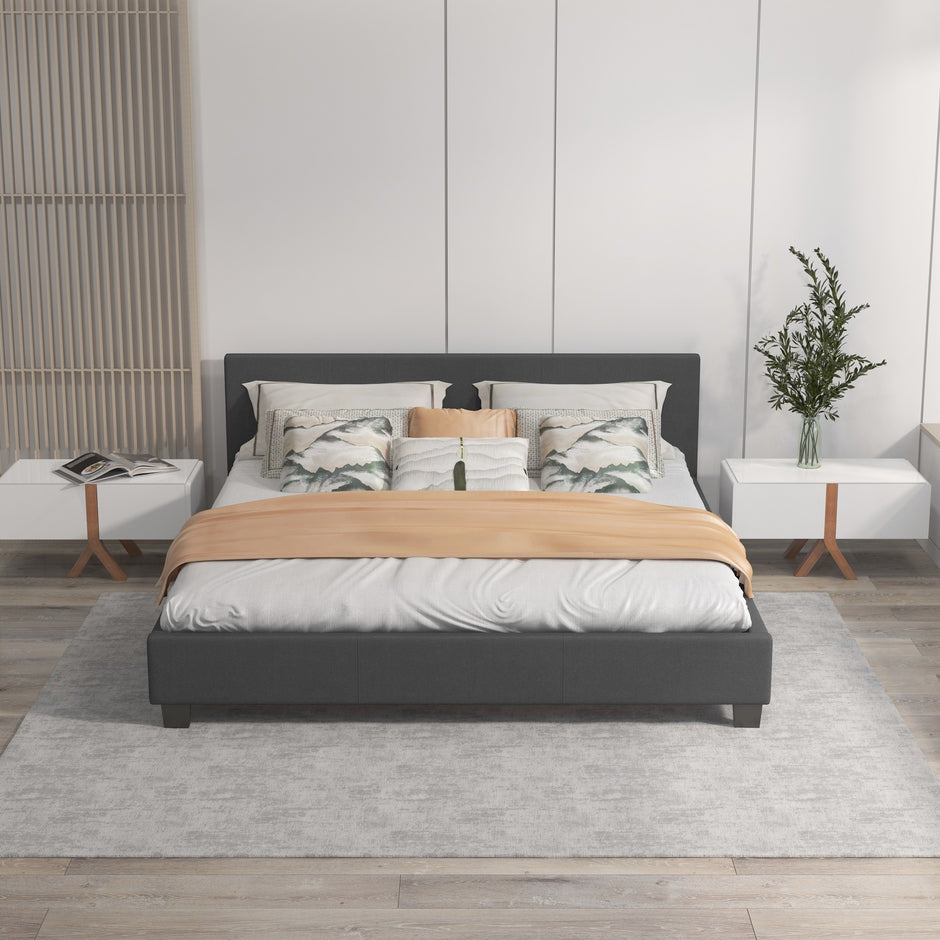 Milano Sienna Luxury Bed with Headboard (Model 2) - Charcoal No.35 - Double-1951134899801034754
