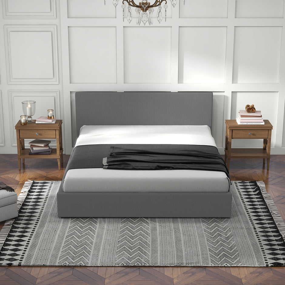Milano Sienna Luxury Bed with Headboard (Model 2) - Grey No.28 - Queen-1951134900019138563