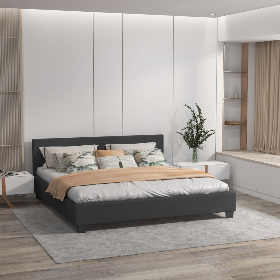 Milano Sienna Luxury Bed with Headboard (Model 2) - Charcoal No.35 - King-1951134900224659456