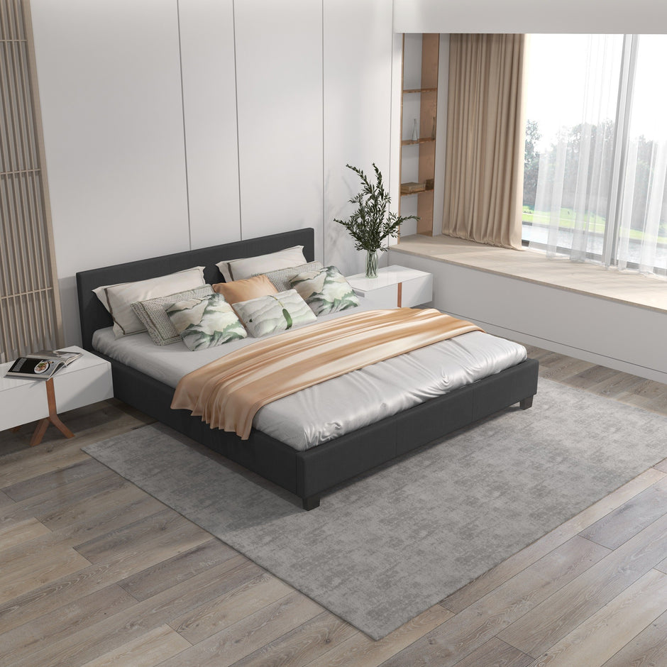 Milano Sienna Luxury Bed with Headboard (Model 2) - Charcoal No.35 - King-1951134900224659459