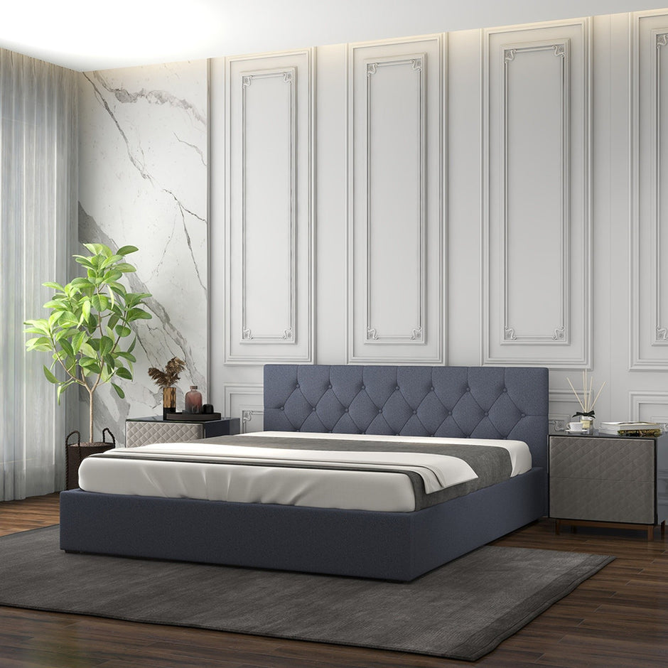 Milano Capri Luxury Gas Lift Bed With Headboard (Model 3) - Charcoal No.35 - King-1951134901155794945