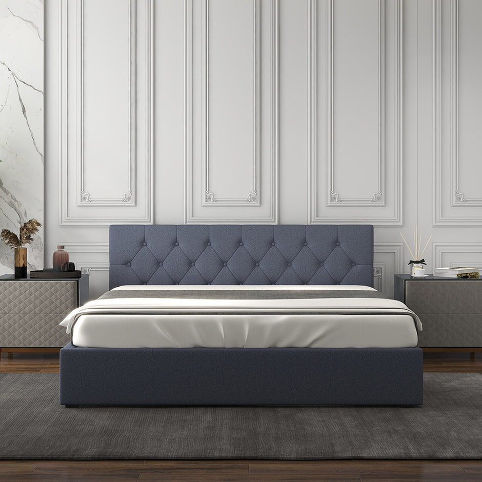 Milano Capri Luxury Gas Lift Bed With Headboard (Model 3) - Charcoal No.35 - King-1951134901155794949
