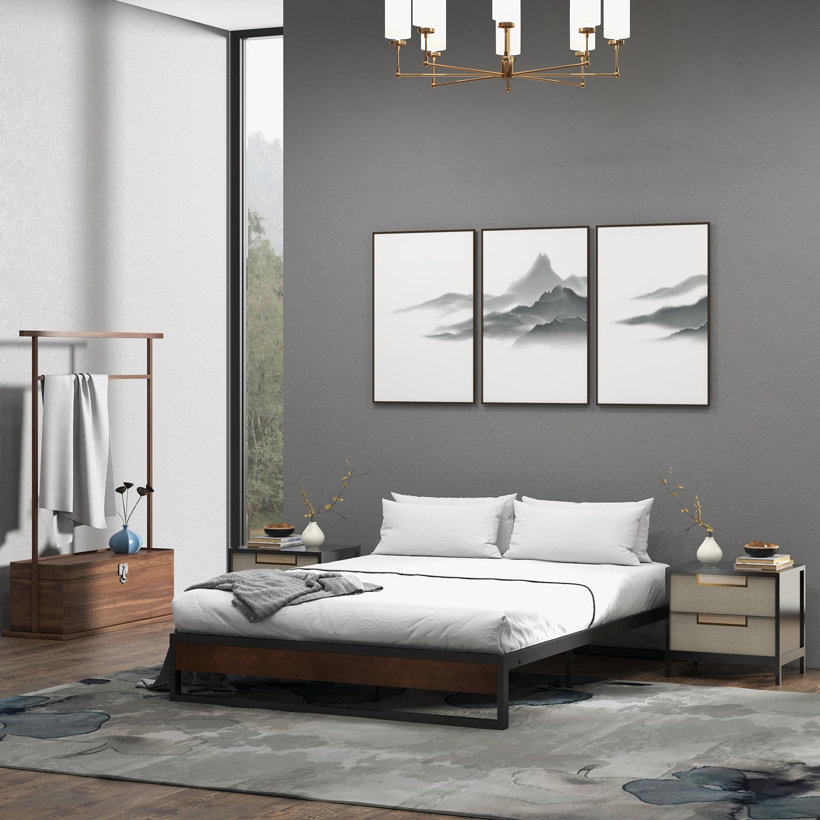 Sorrento Metal and Wood bed base - King Single-1951134902435057665