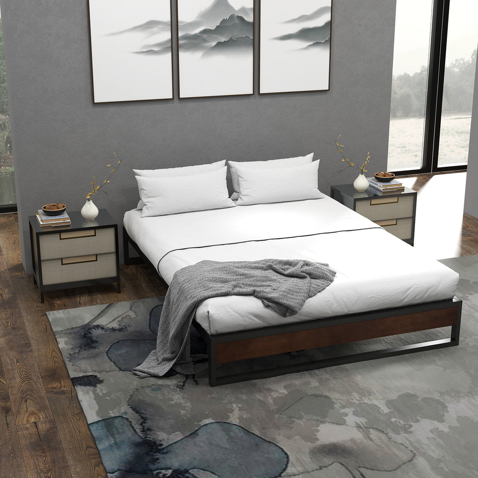 Sorrento Metal and Wood bed base - King Single-1951134902435057669