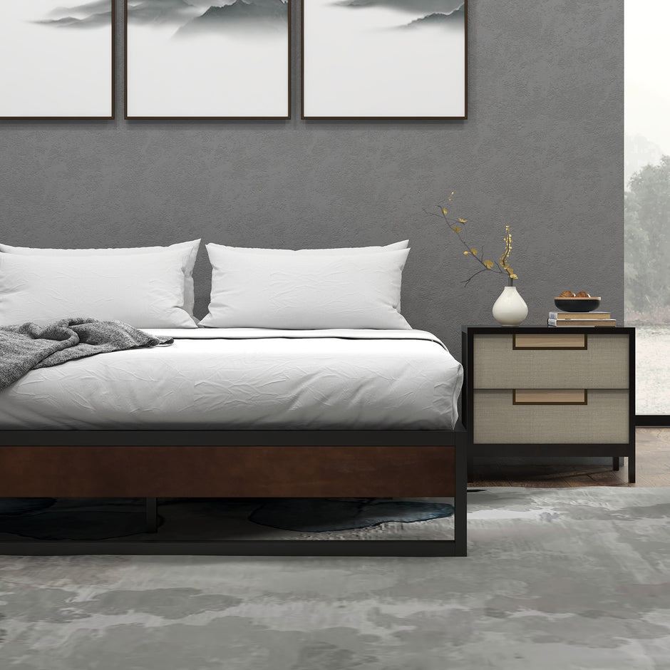 Sorrento Metal and Wood bed base - King-1951134903085174787