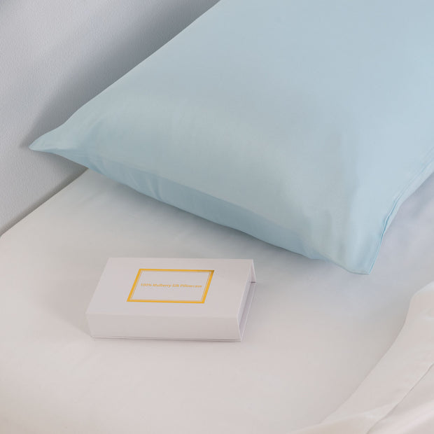 Pure Silk Pillow Case by Royal Comfort (Single Pack) - Soft Blue-1951134816229527554