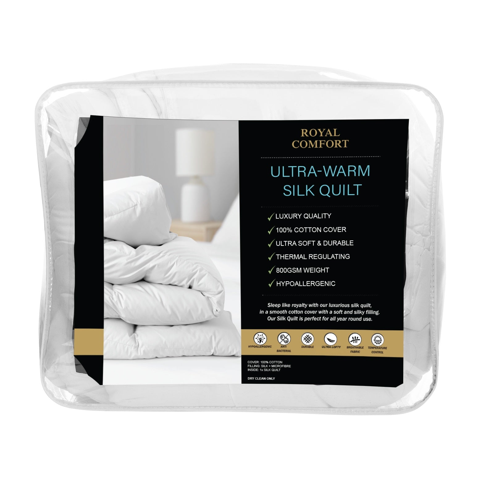Royal Comfort 800GSM Silk Quilt - Double-1951134843777716230