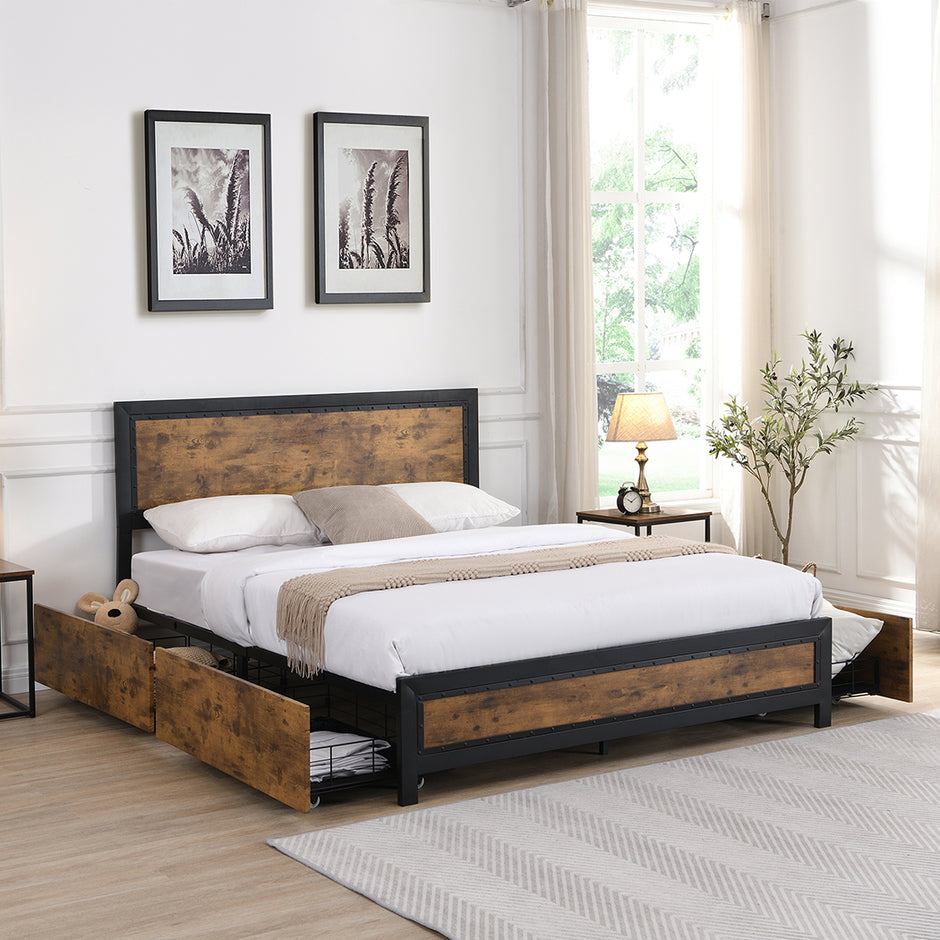 Levede Metal Bed Frame Double Mattress-2006733227032711174