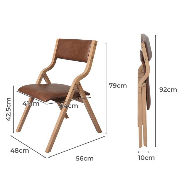 Levede 6x Dining Chairs Foldable PU Tan-2018816918802272258