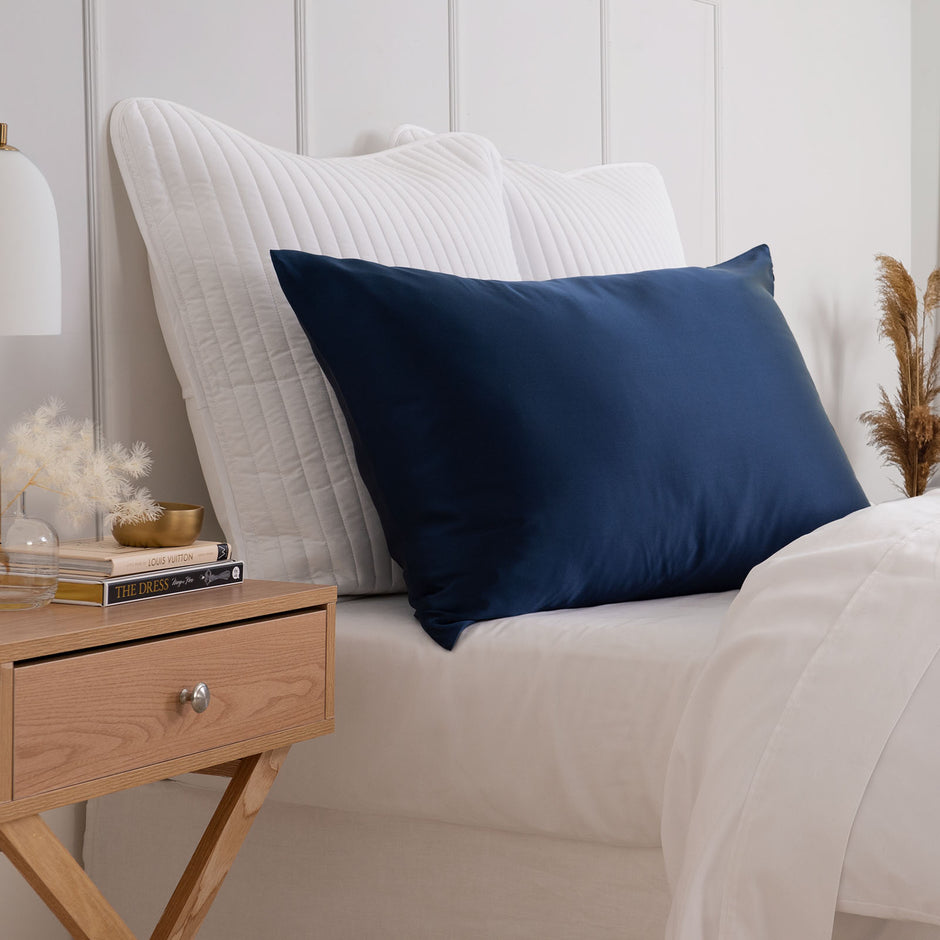 Pure Silk Pillow Case by Royal Comfort-Navy-1951134814337896449