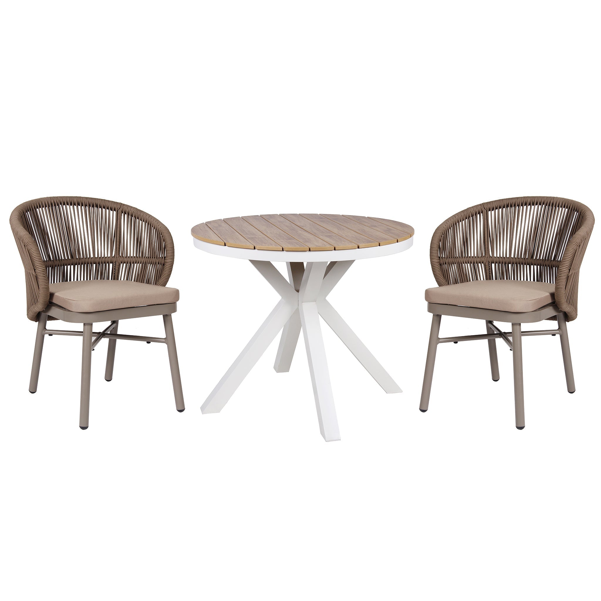 CDT10308-ID 90cm Round Sand White Outdoor Dining Table - Natural