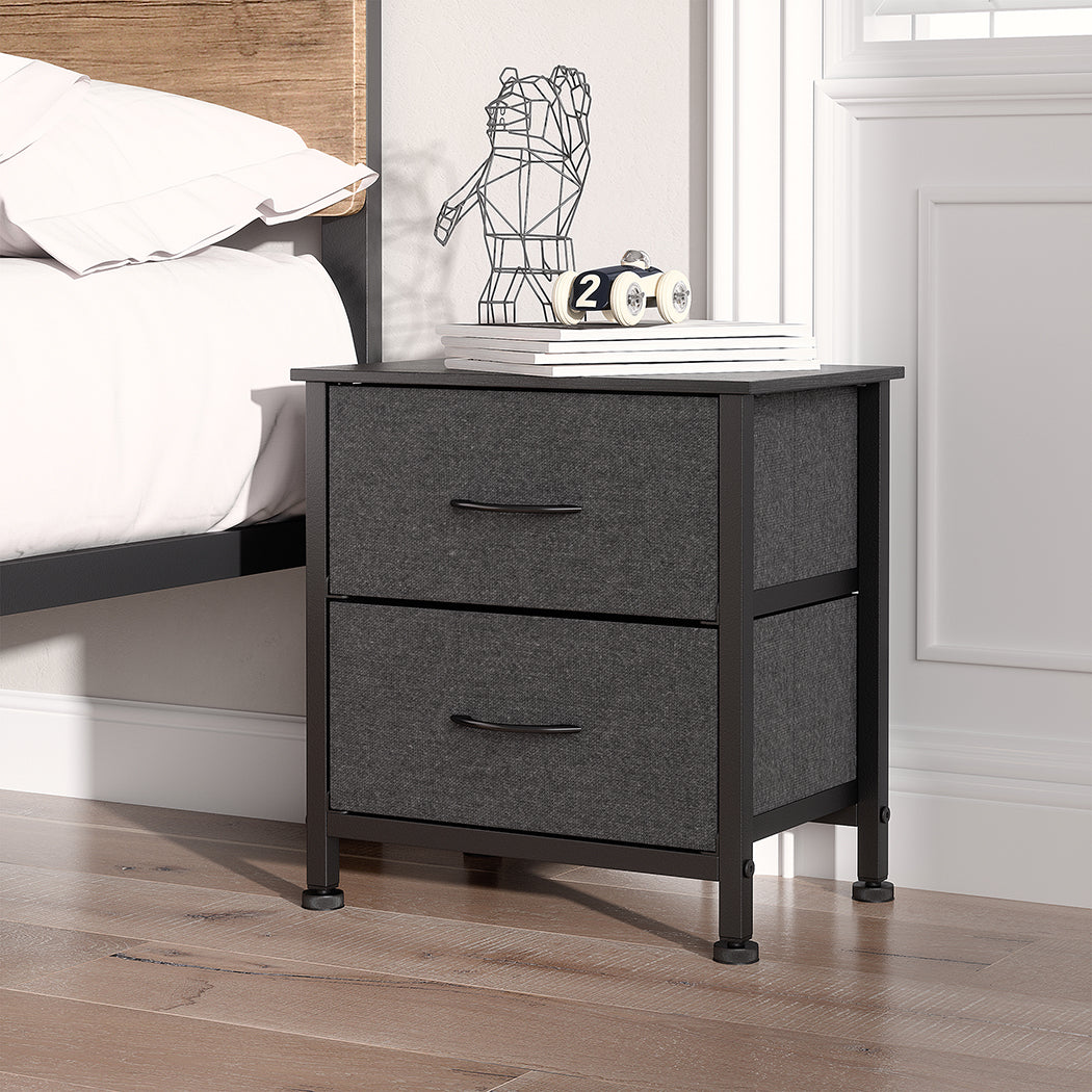 Levede Storage Cabinet Chest of 2 Drawers Dark Grey-2018816789273776135