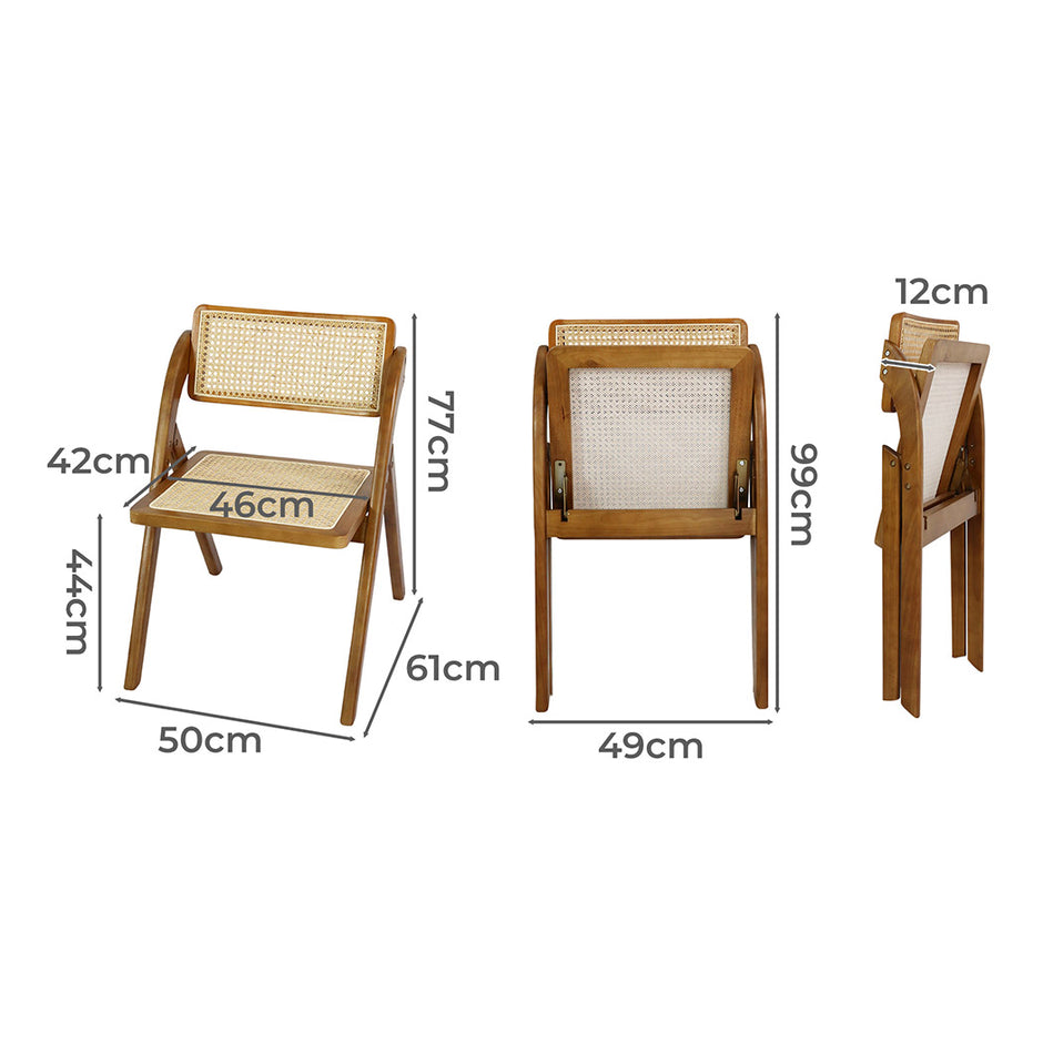 Levede 2X Foldable Rattan Dining Chairs Walnut-2006733269277741058