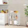 CARLA HOME 3-Tier Foldable Storage Shelf with Wheels for Kitchen, Garage, Pantry or Basement (White)-1978962265868734471