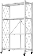 CARLA HOME 4-Tier Foldable Storage Shelf with Wheels for Kitchen, Garage, Pantry or Basement (White)-1978962266032312329