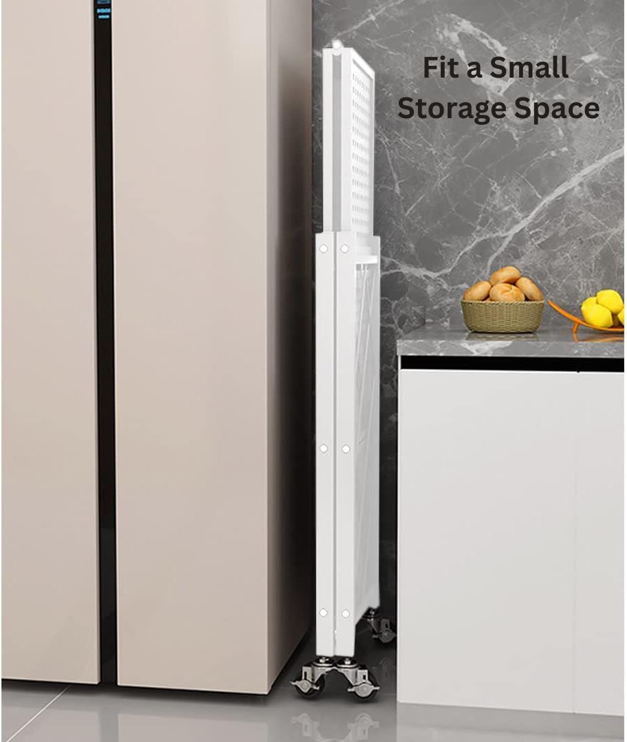 CARLA HOME 4-Tier Foldable Storage Shelf with Wheels for Kitchen, Garage, Pantry or Basement (White)-1978962266032312326