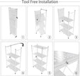 CARLA HOME 4-Tier Foldable Storage Shelf with Wheels for Kitchen, Garage, Pantry or Basement (White)-1978962266032312327