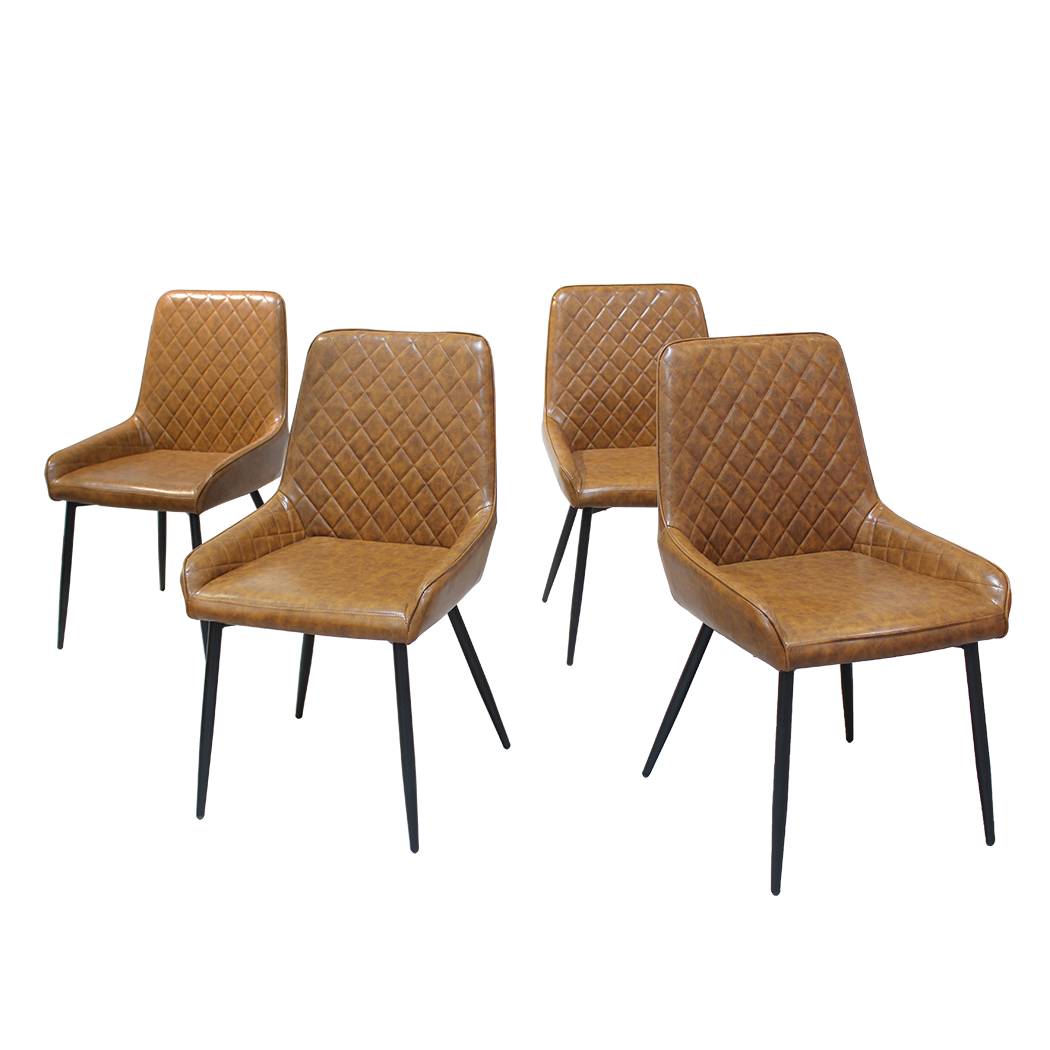 Dining Chairs x 8 Padded Seat PU Faux Leather-2018816926830170120