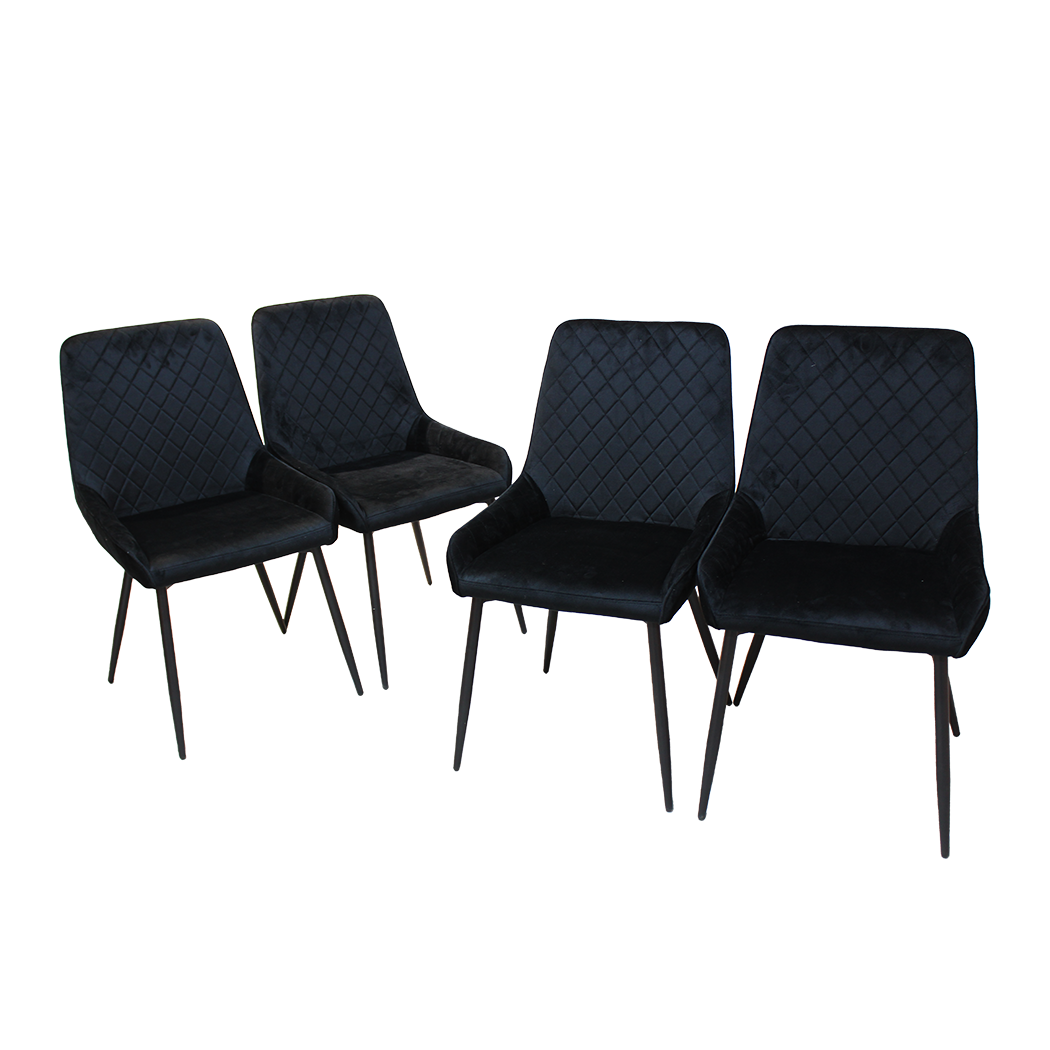 Dining Chairs x 4 Padded Seat Soft Velvet-2006732734030024712