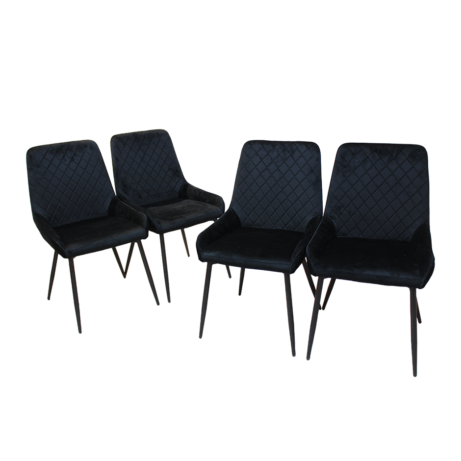 Dining Chairs x 4 Padded Seat Soft Velvet-2006732734030024712