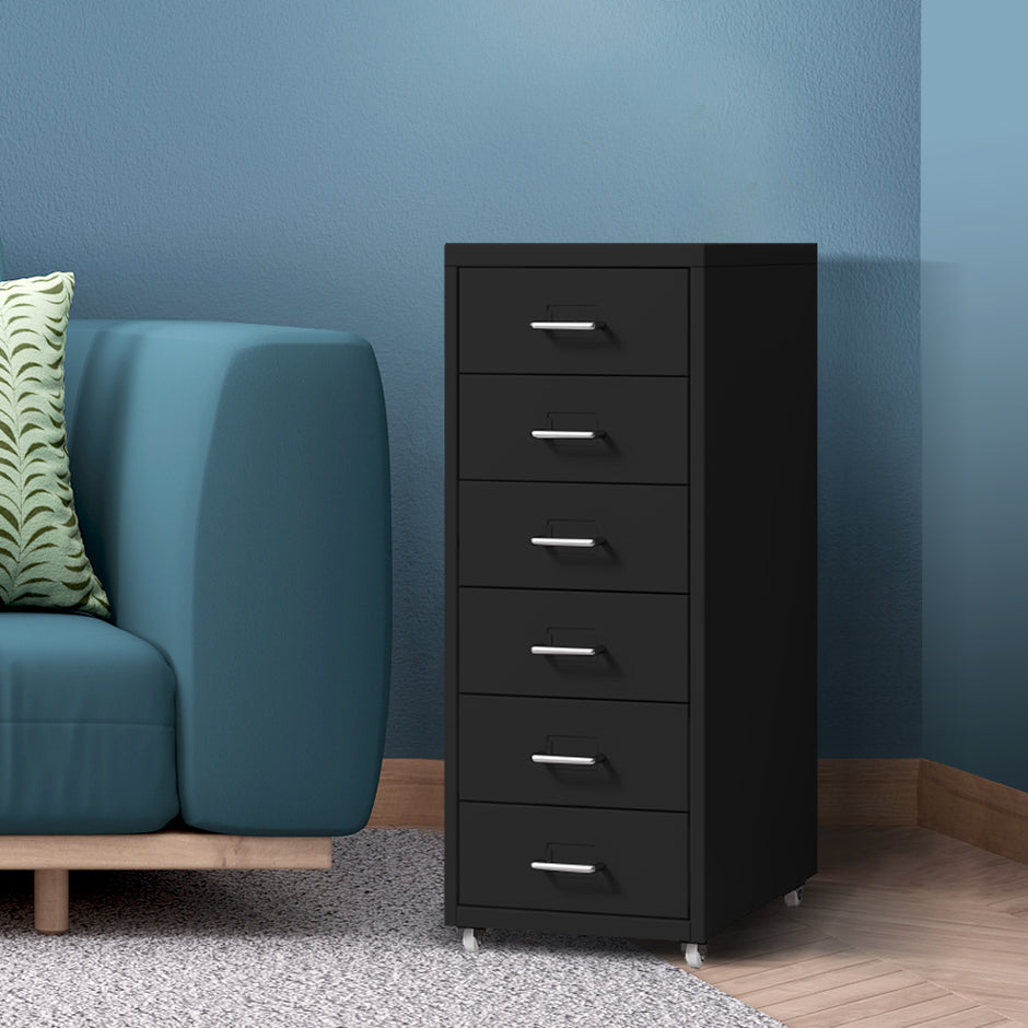 Levede 6 Drawer Office Cabinet Drawers Black-2006733172280266760