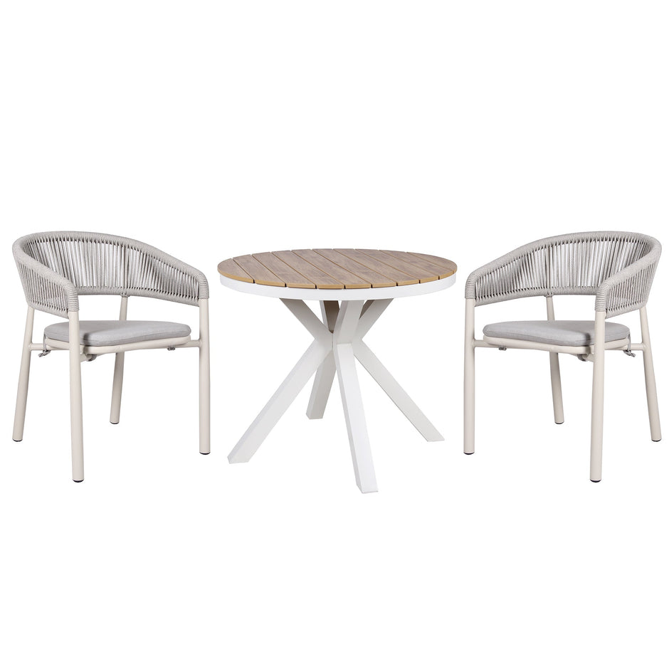 CDT10308-ID 90cm Round Sand White Outdoor Dining Table - Natural