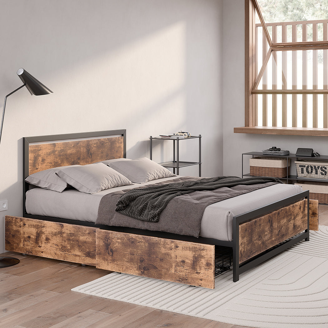 Levede Industrial Bed Frame Double Mattress-2006733227351478279