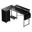 Levede L Shaped Gaming Desk with Storage Drawers Black-2006733412379004936