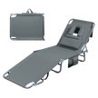 Levede Foldable Beach Lounge Chairs with Face Hole Grey-2018816828482129928